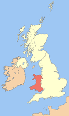 Map of Wales in the United Kingdom